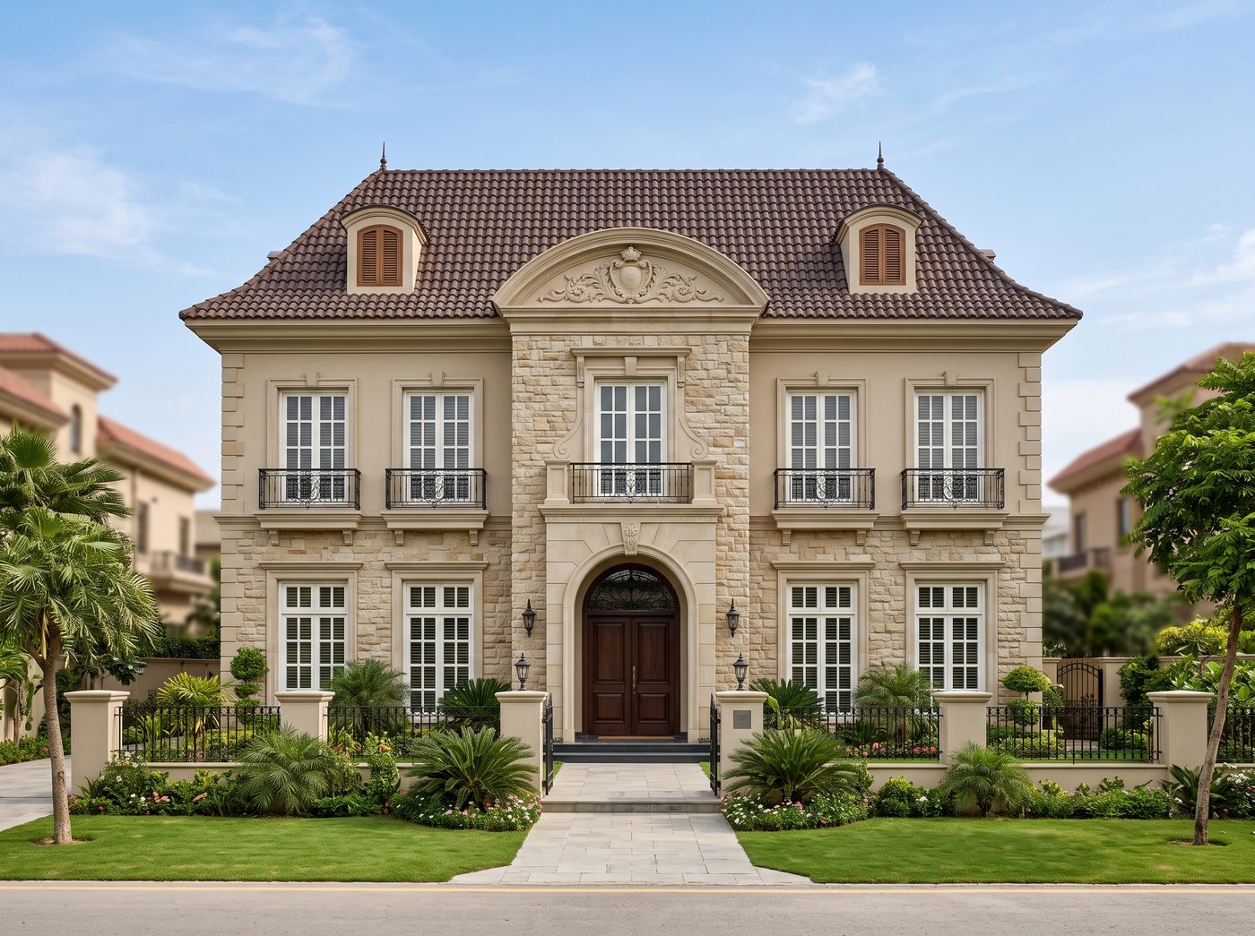 French / Colonial house front elevation in DHA Lahore โ Abdul's Venture, DHA Lahore